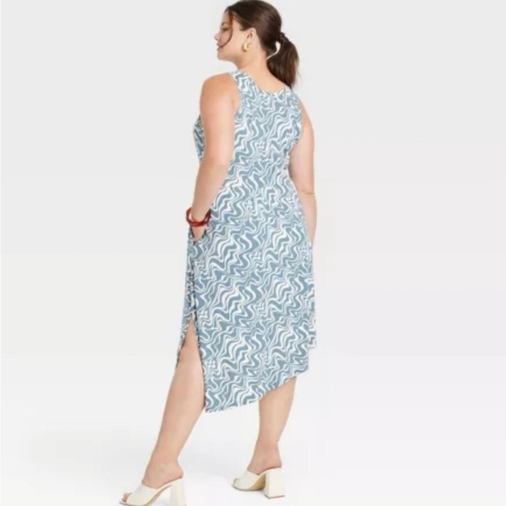 Ava & Vic Asymmetrical Knit Dress Blue Swirl NWT size 14W